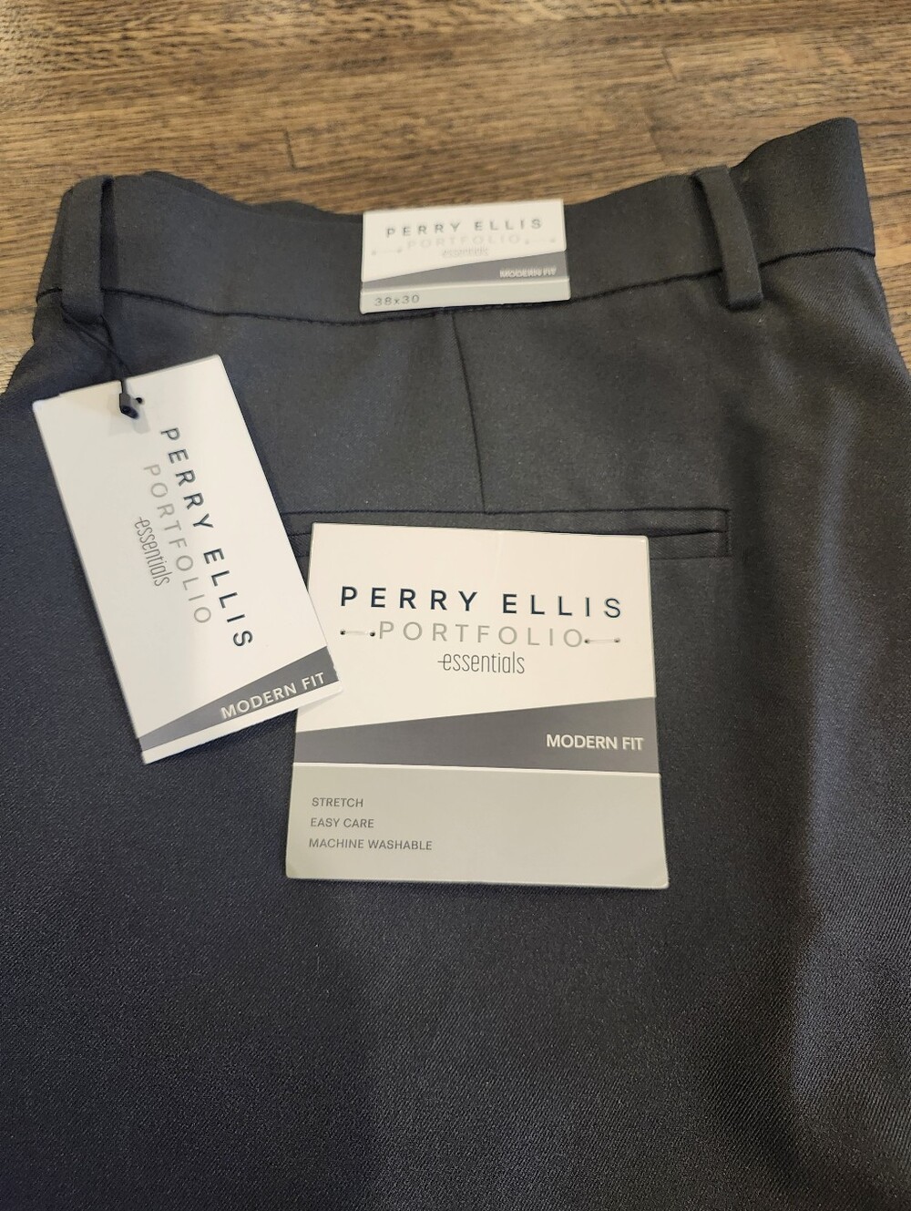NWT Perry Ellis Portfolio Pants Men's 38"x30" Dress Pants Modern Fit Charcoal
